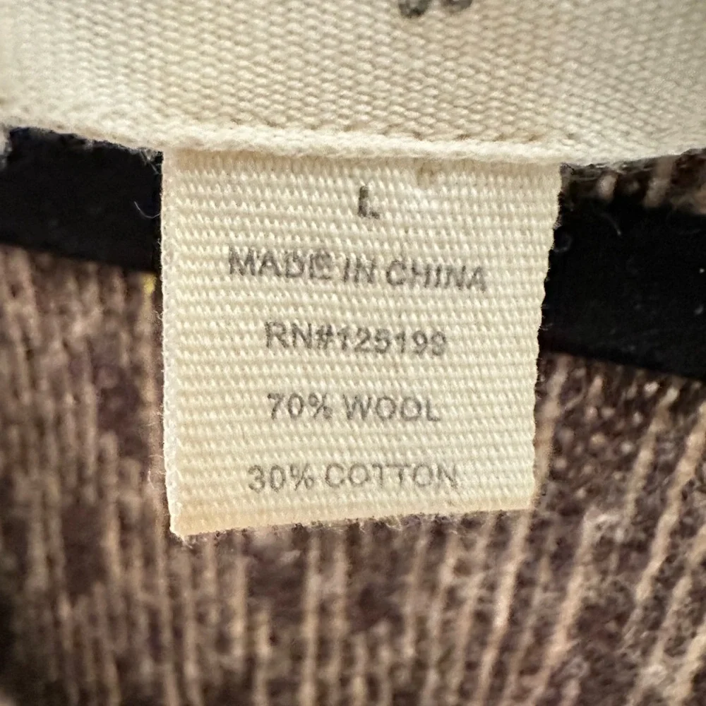 ANTHROPOLOGY L LIA MOLLY mixed print double button boho wool-cotton sweater - Picture 8 of 15